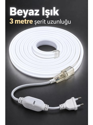 Astraltech Şerit Aydınlatma 3 Metre Beyaz Gövdeli Kablolu Model