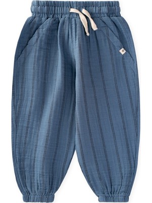 Cigit Müslin Şalvar Pantolon 1-6 Yaş Indigo Çift Çizgili
