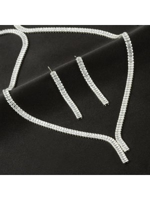 Yakup Tokatlı Moda Ytm Tamtur Baget Taşlı Lüks Set Kolye 4 mm