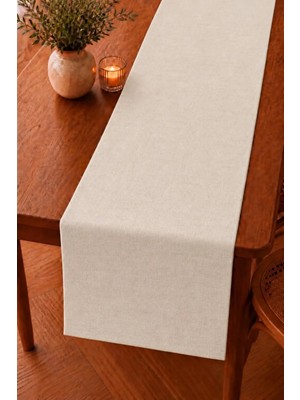 Luxoras Home Krem Vintage Pamuk Keten Küçük Runner 40X140 Premium Keten