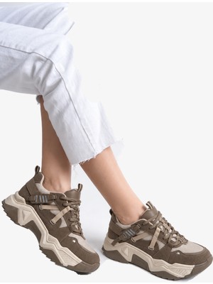 Inna Setya Kadın Spor Ayakkabı Casual Sneaker - Vizon Süet