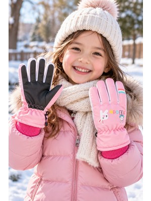 Miniko Kids Kitti K421-20 Kız 4-7 Kar Kayak Eldiveni