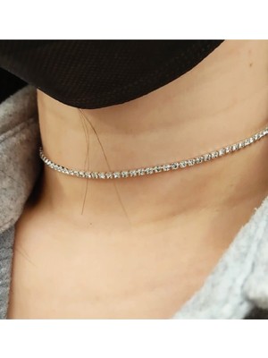 Mupte Jewelry Su Yolu Tasma Kolye Boyun Kolyesi Choker ve Bileklik Kombini Tek Sıra