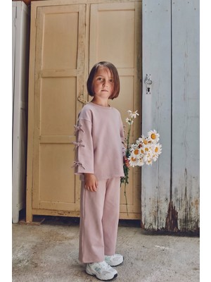 Cigit Şardonlu Sweatshirt Takım 2-8 Yaş Pudra Pembe