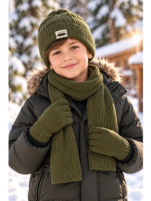 Miniko Kids Kitti 26180-10 Erkek 9-15 Yaş Atkı Bere Eldiven Set