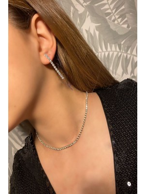 Mupte Jewelry Zirkon Taşlı Su Yolu Kolye Küpe Abiye Gerdanlık 10
