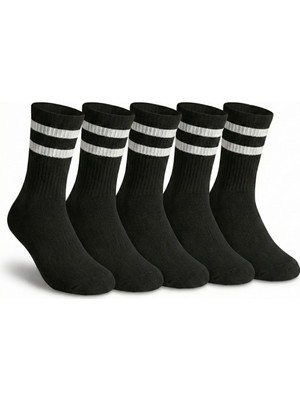 Kadın Siyah Çift Çizgili Soket Çorap 5’li Paket
