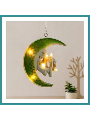 Bt Teknik Ramazan LED Perde Lamba 3m (Fişli, Eklemeli) Yeşil Hilal Cami Yıldız Bez
