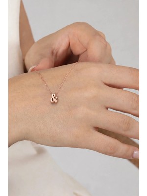 Söğütlü Silver 925 Ayar Gümüş Rose Üç Boyutlu Sonsuz Sevgi Simgesi Minimal Sonsuzluk ve Birliktelik Sembollü "&" Ampersand Kolye SGTL13562ROSE