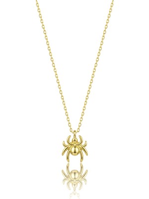 Söğütlü Silver 925 Ayar Gümüş Kolye Altın Kaplama 3D Örümcek Tasarım Marjinal ve Şık Minimal Şans Kolye SGTL13615GOLD