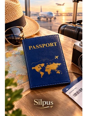 Silpus Deri Pasaport Kılıfı Lacivert