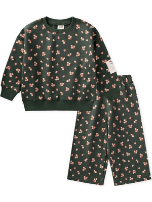 Cigit Desenli Sweatshirt Takım 2-8 Yaş Haki Yeşil
