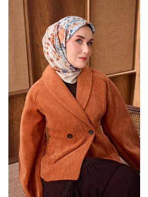 Silk Home Tivil Ipek Eşarp Çiçekli Desen Krem 11559-01