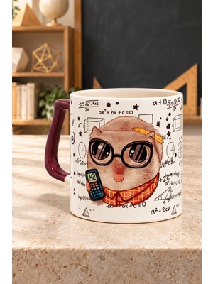 Mor Mürekkep Sad Hamster Matematik Öğretmeni Baskılı Kupa - Öğretmene Hediye