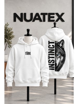 Nuatex Kurt Baskılı Unisex 3 Iplik Şardonlu Regular Kalıp Kapüşonlu Kanguru Cepli Sweatshirt
