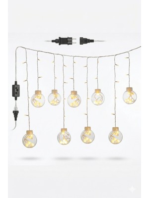 Milas Toptan mt 3 Metre 10 Toplu Perde LED Işık - Gün Işığı Şeffaf Dekoratif Aydınlatma - 8 Fonksiyonlu LED