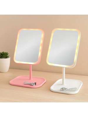 Milas Toptan mt 7" LED USB Şarjlı Dikdörtgen Makyaj Aynası, 90° Ayarlı