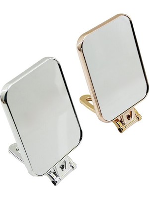 Zenviaa Dikdörtgen 15X11.5CM Makyaj Aynası Çift Taraflı Bronz - Gümüş Pls.çerçeve Katlanır