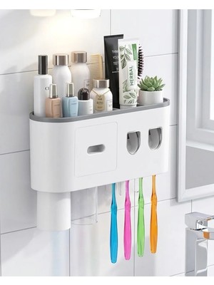 Hace Bazaar Banyo Organizer Diş Fırçası Tutucu Çift Dispenserli Raflı Çekmeceli