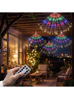 Milas Toptan mt 4’lü Açılır LED Işık Seti – 8 Farklı Işık Modlu, Kumandalı, USB Kablolu Renkli Dekoratif Fiber LED Lamba