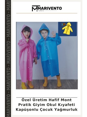 Marivento Özel Üretim Hafif Mont Pratik Giyim Okul Kıyafeti Kapüşonlu Çocuk Yağmurluk