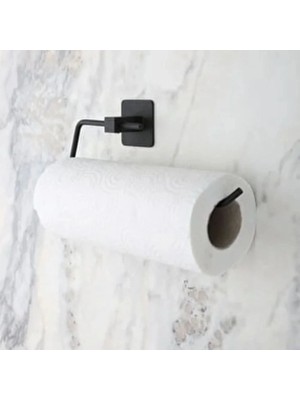 Milas Toptan Ergonomik Yapışkanlı Siyah Metal Rulo Havluluk Aparatı