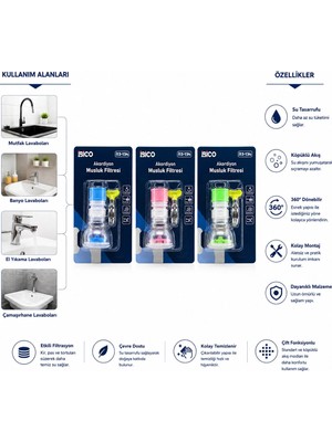 Milas Toptan mt 12 Adet Musluk Ucu Filtresi 2 Katmanlı - Taşlı - Pervaneli 360° 16-19MM Tüm Musluklara