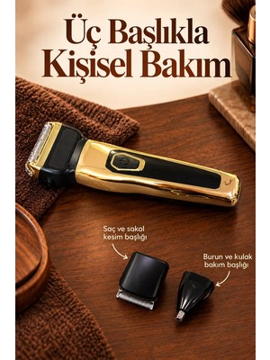 Meks Erkek Bakım Seti Kablosuz Kullanımlı Üç Başlıklı - Bayi Depom