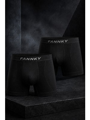 Meca Erkek Rahat Esnek Seamless 2 Li Siyah Boxer