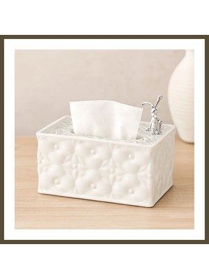 Northcity Dikdörtgen Masaüstü Peçetelik (18.4×12.5×9 Cm) Beyaz Bx