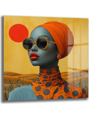GLAZELLA Büyüleyici Bakışlar: Afro Chic Modern Sanat Cam Tablo