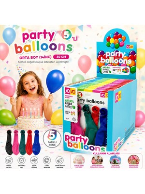 Milas Toptan Milas 30 Paket - 5pcs Orta Boy Renkli - 30CM Party Balon Toptamda 150 Adet Balon