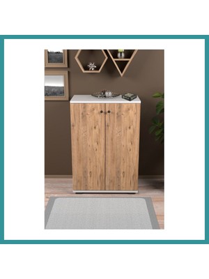 Bt Teknik Kapaklı Ayakkabılık Çam Beyaz 86 cm Bez