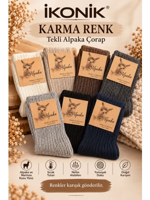 İkonik Socks Kadın 1 Çift Alpaka Yünlü Kışlık Soket Çorap