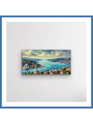 Evçem Istanbul Boğaz Manzarası Kanvas Tablo 60X120CM Evcem