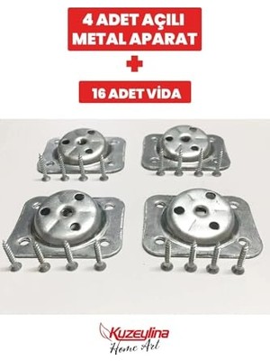 4 Adet Metal Sehpa ve Ahşap Ayak Bağlantı Aparatı Açılı Ayak Aparatı Zigon Sehpa Masa Koltuk Puf