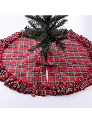 Yılbaşı Çam Ağacı Örtüsü, Pamuklu Ekose 60 cm
