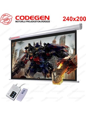 Codegen Ex-24 Motorlu Projeksiyon Perdesi 240X200 Elektrikli Uzaktan Kumandalı (Arkası Siyah Fonlu - Duvar/tavan ASILABILIR)(1923)