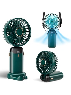 Taşınabilir El Vantilatörü, LED Ekranlı 4000 Mah Pille Çalışan Fan, 90° Katlanabilir, 5 Hızlı Rüzgar, Elde Taşınabilir/boyun/masa 3'ü 1 Arada Kişisel Fan, Mini Fan Tip-C Şarj Edilebilir