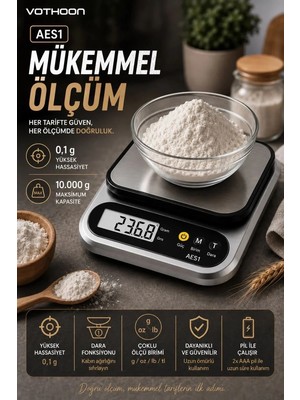Uravas Store Uraselect Dijital Mutfak ve Kahve Tartısı Hassas Gram Terazisi Paslanmaz Çelik LCD Ekran Çoklu Ölçüm G/oz 10 kg Kapasite