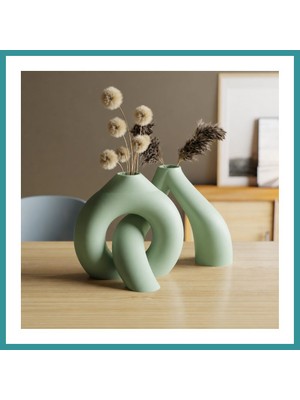 Bt Teknik 3D Baskı Interlocking Vazo - Iç Içe Geçen Dekoratif Vazo-Mint Bez