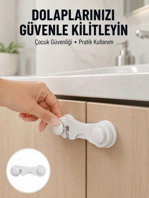 Uravas Store Uraselect 4 Adet Bebek Güvenlik Dolap Kilidi Çift Taraflı Bantlı Kolay Montajlı Emniyet Seti Yeni Nesil