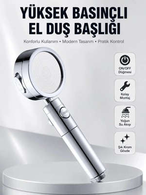 Uravas Store Uraselect Kolay Montajlı 3 Modlu Yüksek Basınç Duş Başlığı