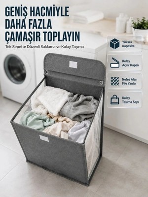 Uravas Store Uraselect Modern Tasarımlı Duvara Monte Kirli Çamaşır Sepeti Pratik Saklama Çözümü