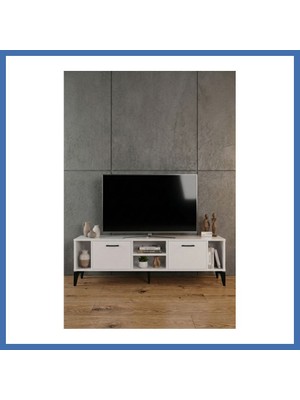 Evçem Linya Tv Sehpası Suntalam Beyaz 160X35 cm Evcem