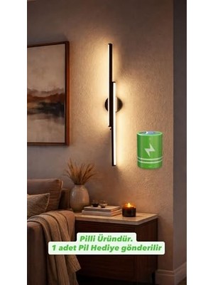 Çift Yönlü Pilli Aplik 60 Cm, Modern Tv Paneli ve Resim Apliği, Otel, Cafe ve Restaurant