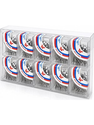 Uravas Store Uraselect 1000 Adet Beyaz Başörtü Iğnesi Şeffaf Plastik Kutulu