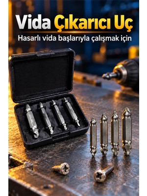 Mucit Home Kutulu Hasar Görmüş Vida Çıkarıcı Takımı Siyah Renkli Pratik Kullanım İçin Tasarlandı