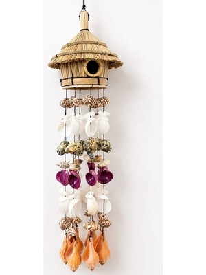 Uravas Store Uraselect Hasır Kuş Yuvalı Deniz Kabuğu Rüzgar Çanı NO:1059