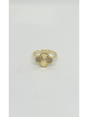 Nd Jewelry Clover İşlemeli Dört Yapraklı Yonca Gold Yüzük